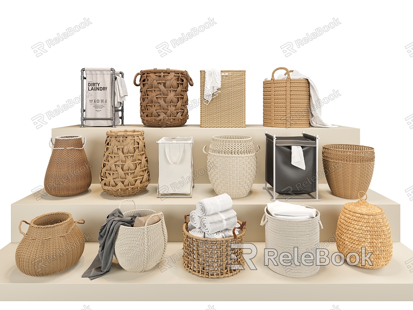 Laundry basket rattan basket clothes basket bamboo basket dirty clothes basket model