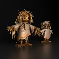 Game Movie Scarecrow Characters With Straw Made Bodies Clothed In Tattered Outfits Holding Hands