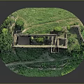 Ancient Stone Castle Ruins Surrounded by Green Vines and Lush Vegetation Natural Historical Landscape