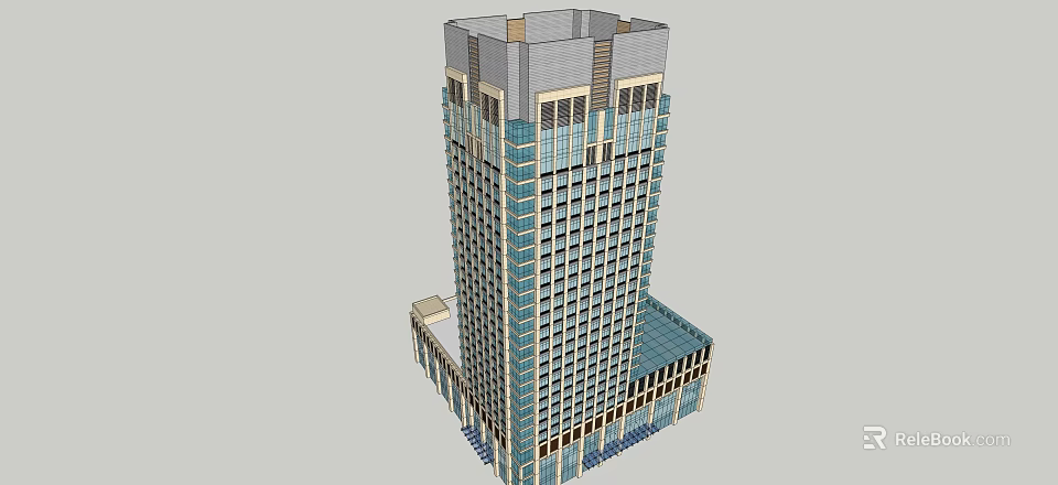 Modern High Rise Office Building Featuring Glass Facade And Contemporary Architecture 3d model 