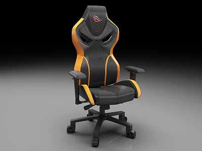 Ergonomic Black And Orange Gaming Chair With Racing Style Design And Wheels 3d model