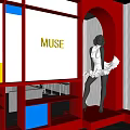 Cyberpunk Mondrian Bar Home Background Wall 3d model