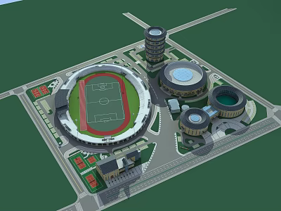 Modern Sports Stadium With Running Track Football Field And Fitness Facilities 3d model