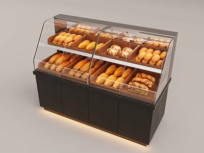 Bakery Display Case With Glass Doors And Illuminated Base For Fresh Baked Goods 3d model