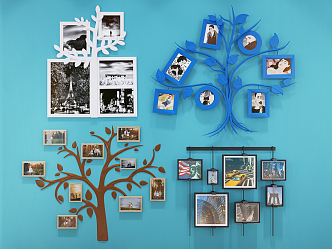 Modern photo wall shape hanging picture combination 3d model