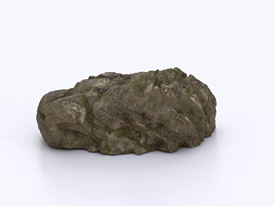 Natural Textured Rock Covered with Green Moss in Outdoor Environment 3d model