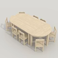Oval Wooden Kids Table With Six Matching Chairs For Children's Room