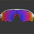 Sporty Sunglasses Red White Frame With Colorful Gradient Lenses Wrap Around Design For Outdoor Sports