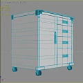 Metal Display Shelf with Locked Cabinet Door Four Drawers and Wheels