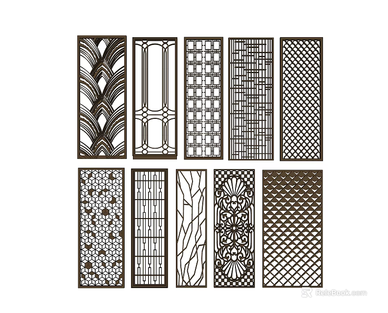 Decorative Partition with Various Intricate Patterns for Modern Interior Design 3d model