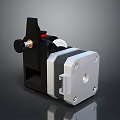 Industrial Mechanical Device Black Silver Body With Red Accent Knob Gear Metal Screws