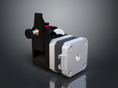 Industrial Mechanical Device Black Silver Body With Red Accent Knob Gear Metal Screws 3d model