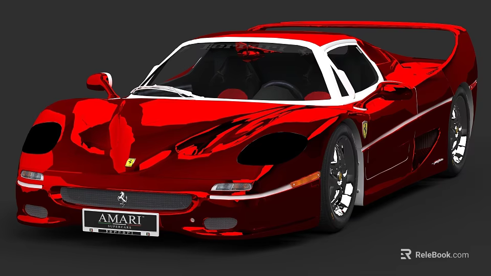 Red Ferrari AMARI Sports Car With Sleek Aerodynamic Exterior Design 3d model 