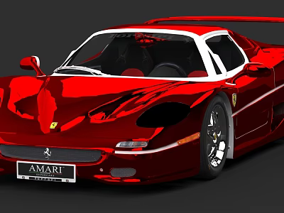 Red Ferrari AMARI Sports Car With Sleek Aerodynamic Exterior Design 3d model