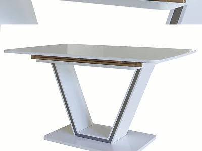 Modern Dining Table With White Top And V Shaped Base Design 3d model