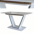 Modern Dining Table With White Top And V Shaped Base Design