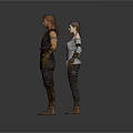 Medieval Male Character Wearing Leather Vest with Female Companion Standing in 3D Render