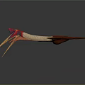 Realistic Pterosaur 3D Model With Red Head Long Beak And Brown Wings 3d model