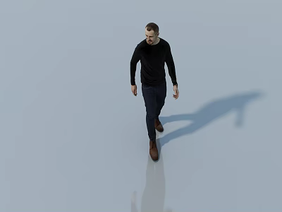 Many People Walking on Light Colored Floor with Shadows and Reflections 3d model