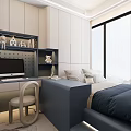 Modern Minimalist Tatami Bedroom Interior With Tatami Bed Desk And Natural Light From Window