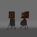 Vintage Digital Cameras Mounted On Tripods For Photography Display Setup 3d model