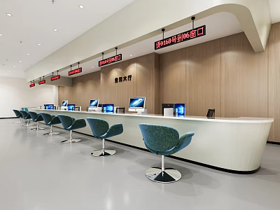 Office hall, business hall, single chair, LCD screen 3d model