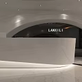 Modern Reception Desk Interior Design With Decorative Ceiling Lighting And Marble Countertop