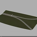 Green Grass Covered Ground With Curved White Roads Forming Cross Structure Design