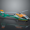 Green and Orange Sheriff Helicopter with Marked Body and Rotors