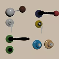 Colorful Door Handles In Various Styles With Keys On Beige Background
