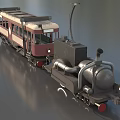 Vintage Steam Train Model With Black Locomotive Red Carriage Windows And Ladder