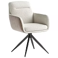 Modern Beige Upholstered Office Chair With Ergonomic Armrests And Black Metal Tripod Base