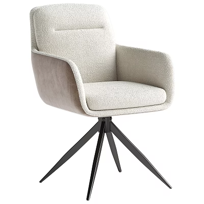 Modern Beige Upholstered Office Chair With Ergonomic Armrests And Black Metal Tripod Base 3d model