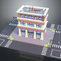 Multi Story Red Brick Building With Windows And Street Sidewalk Design
