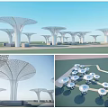 Modern Pergolas Featuring Intricate Openwork Canopy And White Columns In Landscaped Area