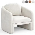 Light Beige Fabric Single Sofa With Modern Minimalist Design And Rounded Armrest 3d model