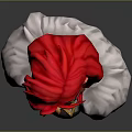 3D Fantasy Character Model With Red Hair Feather Shoulder Decor And Horn Accessories