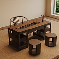 New Chinese Style Solid Wood Tea Table And Chairs Set For Cozy Home Tea Corner
