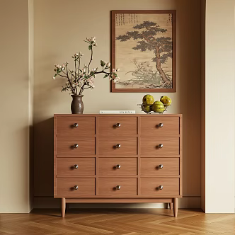 Log Style Bucket Cabinet Side Cabinet Storage Cabinet 3d model