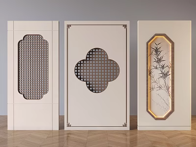 Song's Aesthetics Ink Bamboo Hallway New Chinese Style Solid Wood Partition Lattice Screen Hallway 3d model