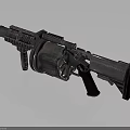 Modern Tactical Rocket Launcher Weapon With Detailed Metallic Structure Grip Barrel And Sight