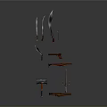 Various Types of Weapons Collection Including Swords Knives Gun and Hammer