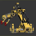 Yellow CAT Industrial Robot Arm With Red Claws And Mechanical Structure