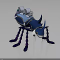 Ornate Blue Purple Beetle With Decorative Armor Like Body And Purple Legs