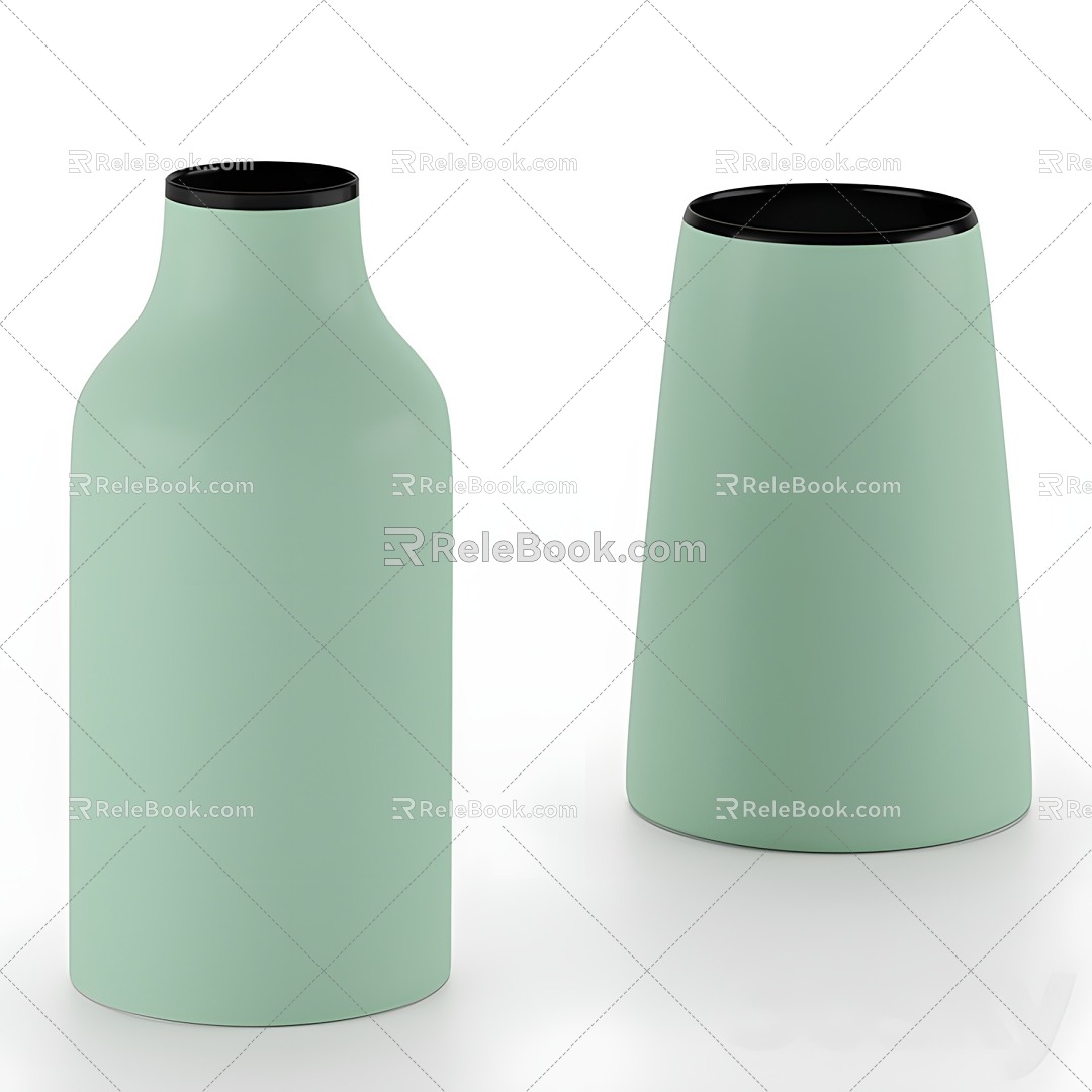 Ceramic Vase Utensils Frosted Material Vase Modern Green Vase 3d model