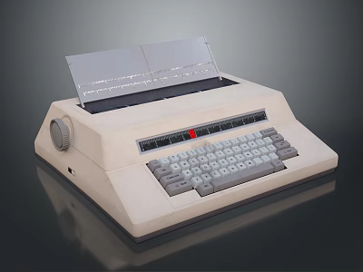 Vintage Beige Mechanical Typewriter With Classic Keyboard And Paper Holder Design For Daily Use 3d model