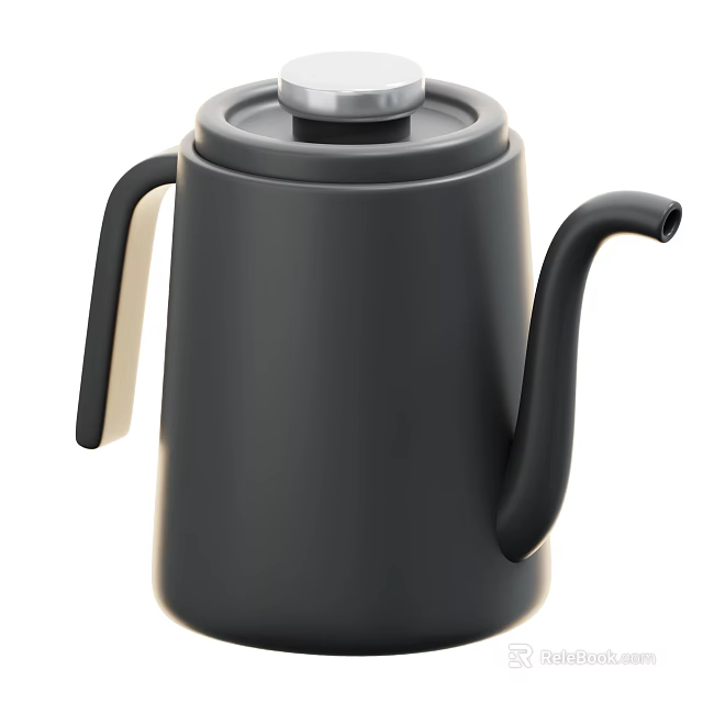 Sleek Black Coffee Kettle with Modern Design and Ergonomic Handle for Home Brewing 3d model 