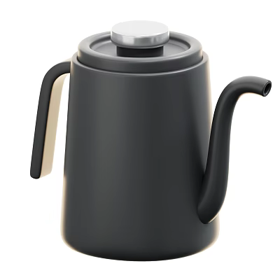 Sleek Black Coffee Kettle with Modern Design and Ergonomic Handle for Home Brewing 3d model
