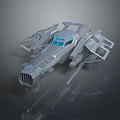 Futuristic Sci Fi Spaceship With Metallic Structure Sleek Design Multiple Wings And Blue Cockpit Accents