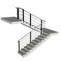 Modern Interior Staircase Design With Stainless Steel Railings And Concrete Steps